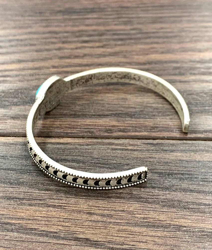 Turquoise Cuff Bracelet in Antique Silver, Native Inspired Bangle, Ships in Gift Box Silver Elegant