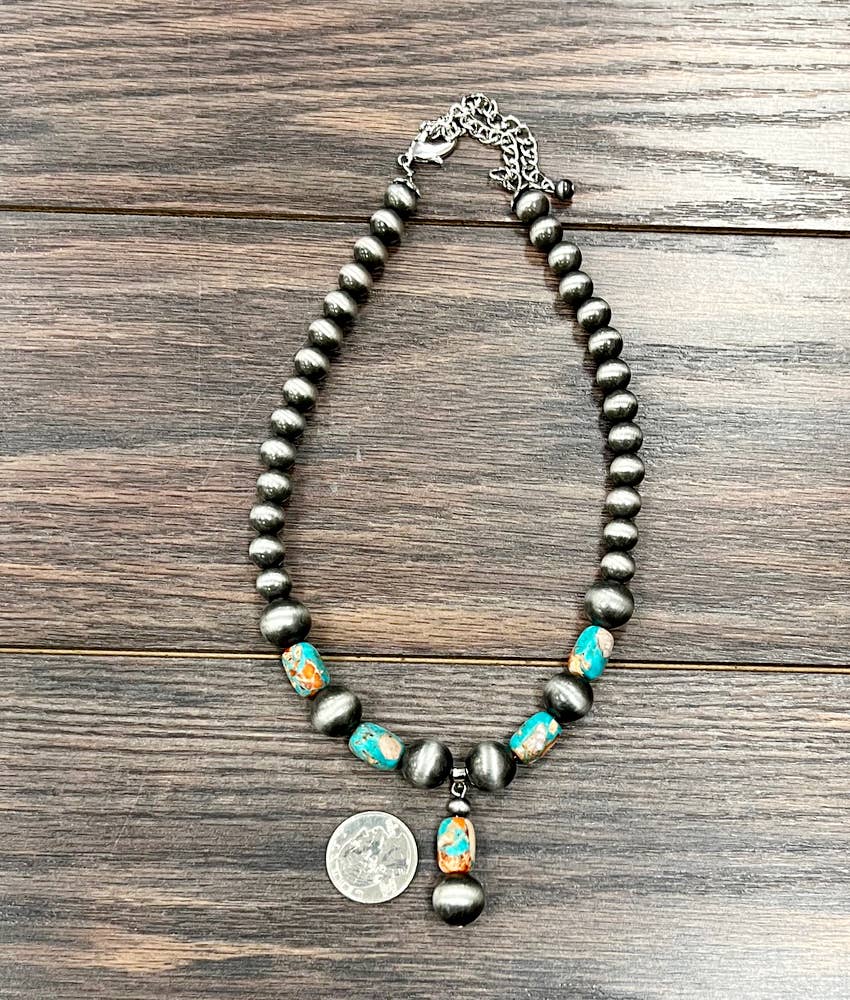 Handmade Navajo Style Multicolor Gemstone Necklace 16 To 21 Inches Adjustable Pendant ISAC Trading Inc