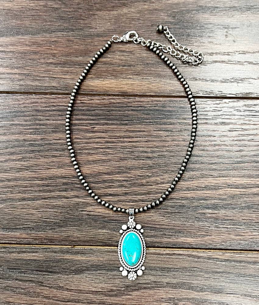 Navajo Turquoise Bead Necklace 4mm 15 To 20in Extender Silver Elegant