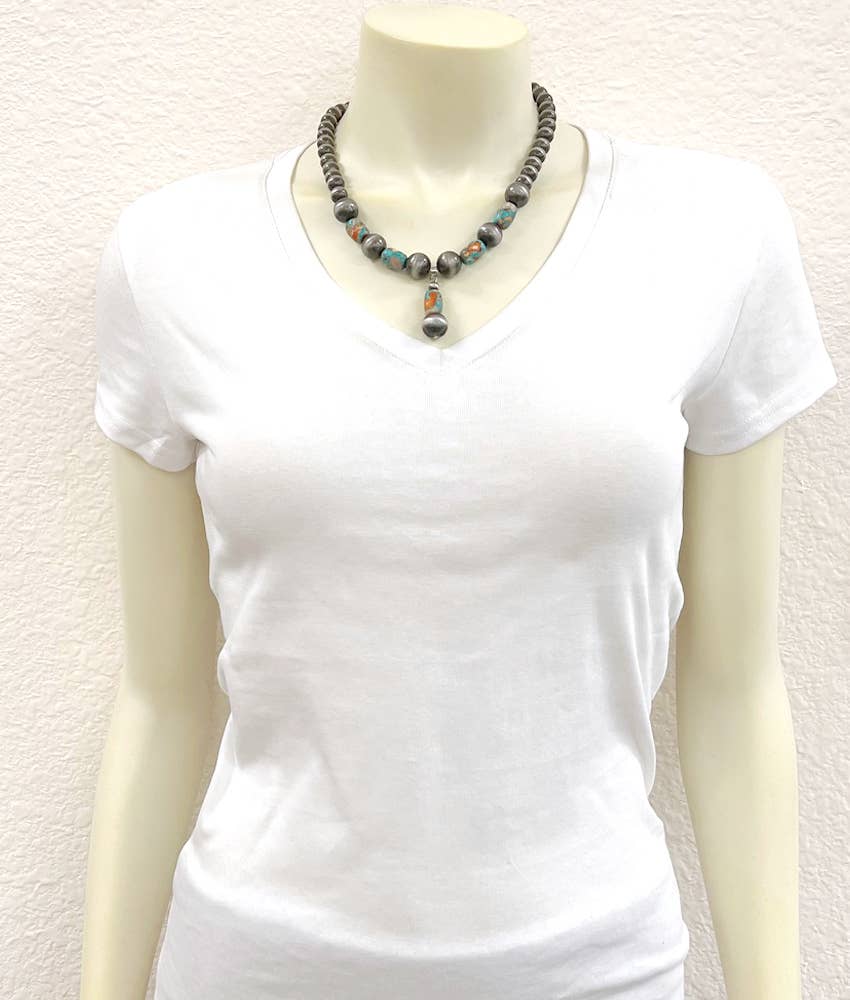 Handmade Navajo Style Multicolor Gemstone Necklace 16 To 21 Inches Adjustable Pendant ISAC Trading Inc