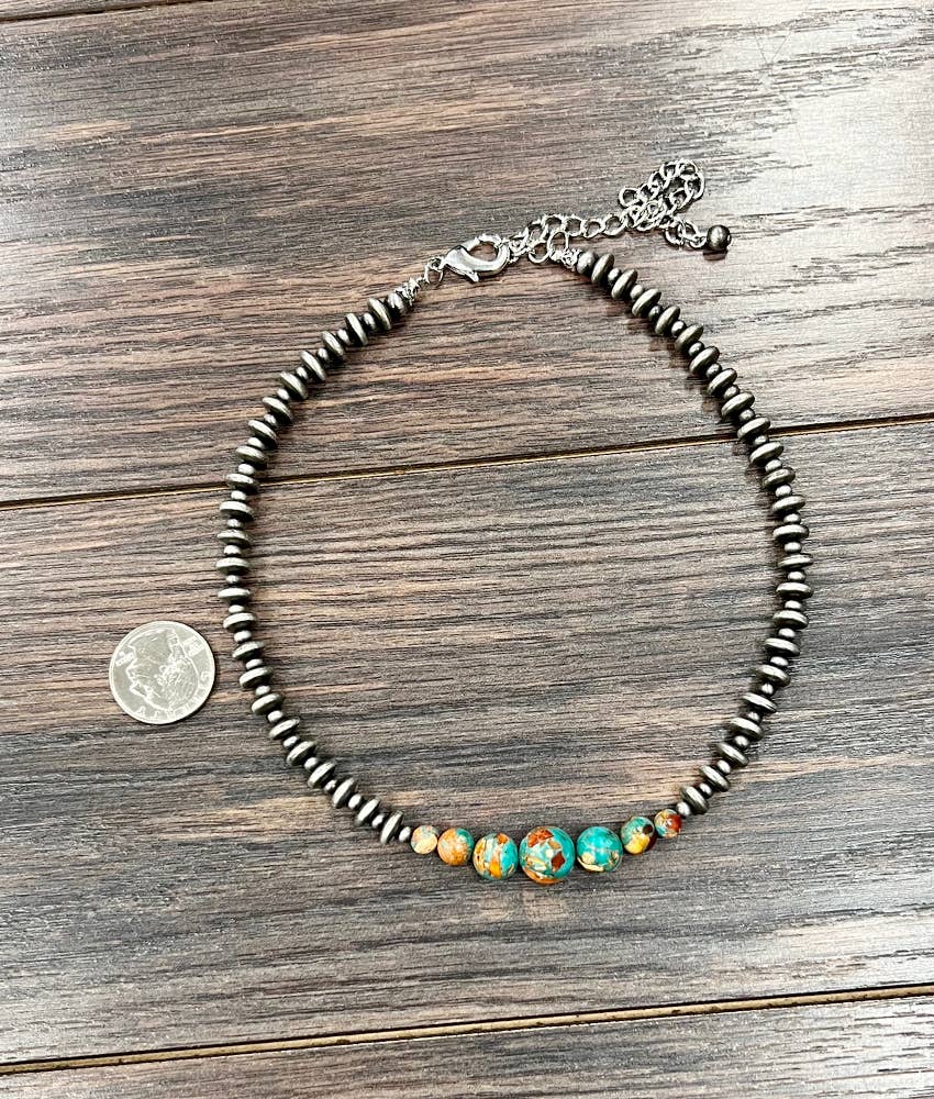 Handmade Navajo Style Multicolor Gemstone Necklace 15 to 20 Inch Adjustable Extender ISAC Trading Inc