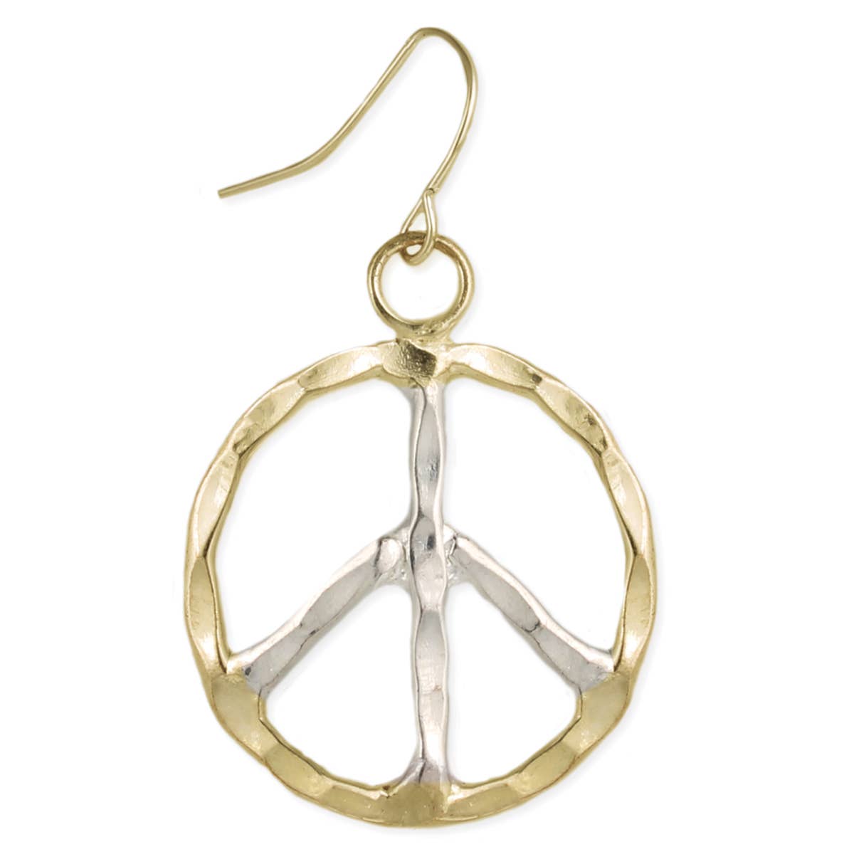 Woodstock Vibes Silver Gold Peace Sign Earring ZAD