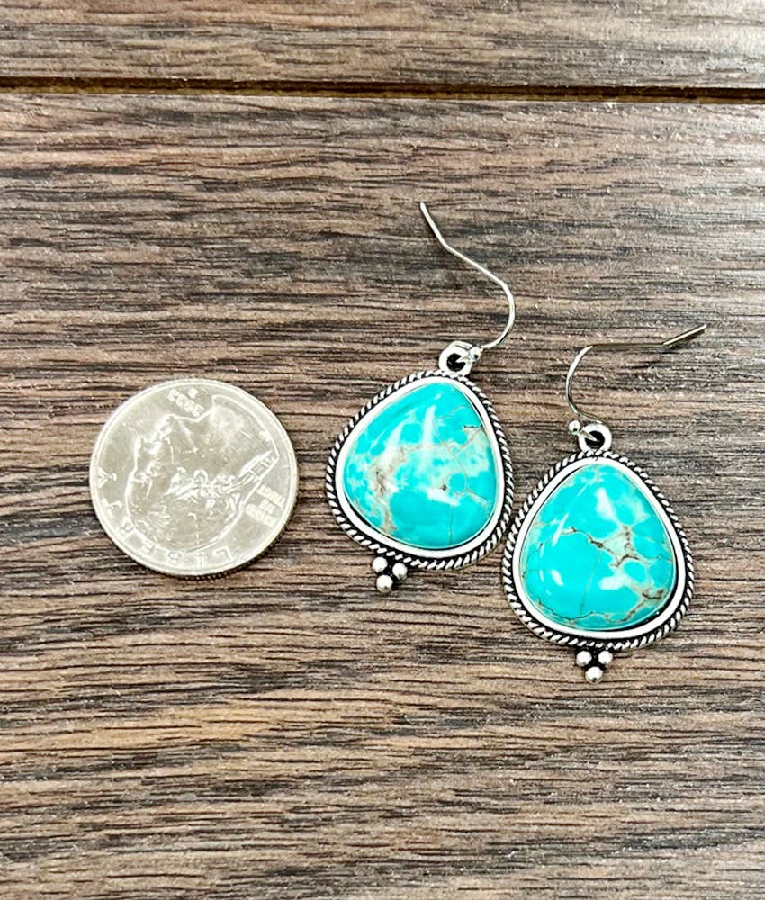 Turquoise Earrings - Elegant Natural Stone Design, Boho Navajo , Ships in Gift Box Silver Elegant
