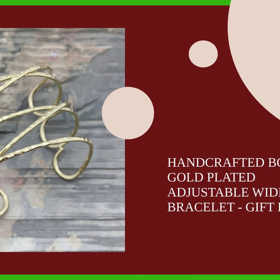 Handcrafted Boho Gold Plated Adjustable Wide Cuff X Bracelet - Gift Box by@Outfy