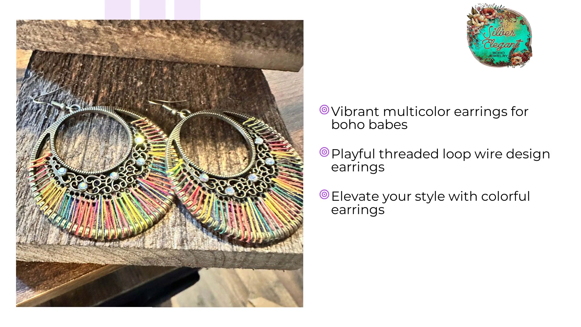 Boho Hippie Cowgirl Threaded Loop Wire Drop Earrings, Multicolor, Gift Box by@Outfy