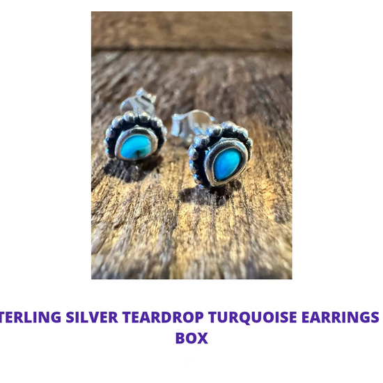 Navajo Sterling Silver Teardrop Turquoise Earrings with Gift Box by@Outfy