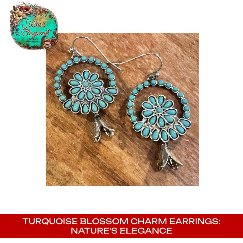 Turquoise Blossom Charm Earrings: Nature's Elegance by@Outfy