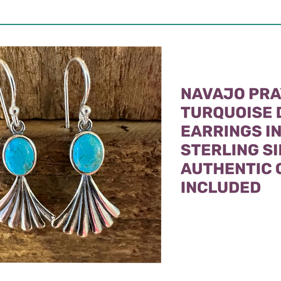 Navajo Prayer Turquoise Dangle Earrings in Sterling Silver, Authentic Gift Box Included by@Outfy