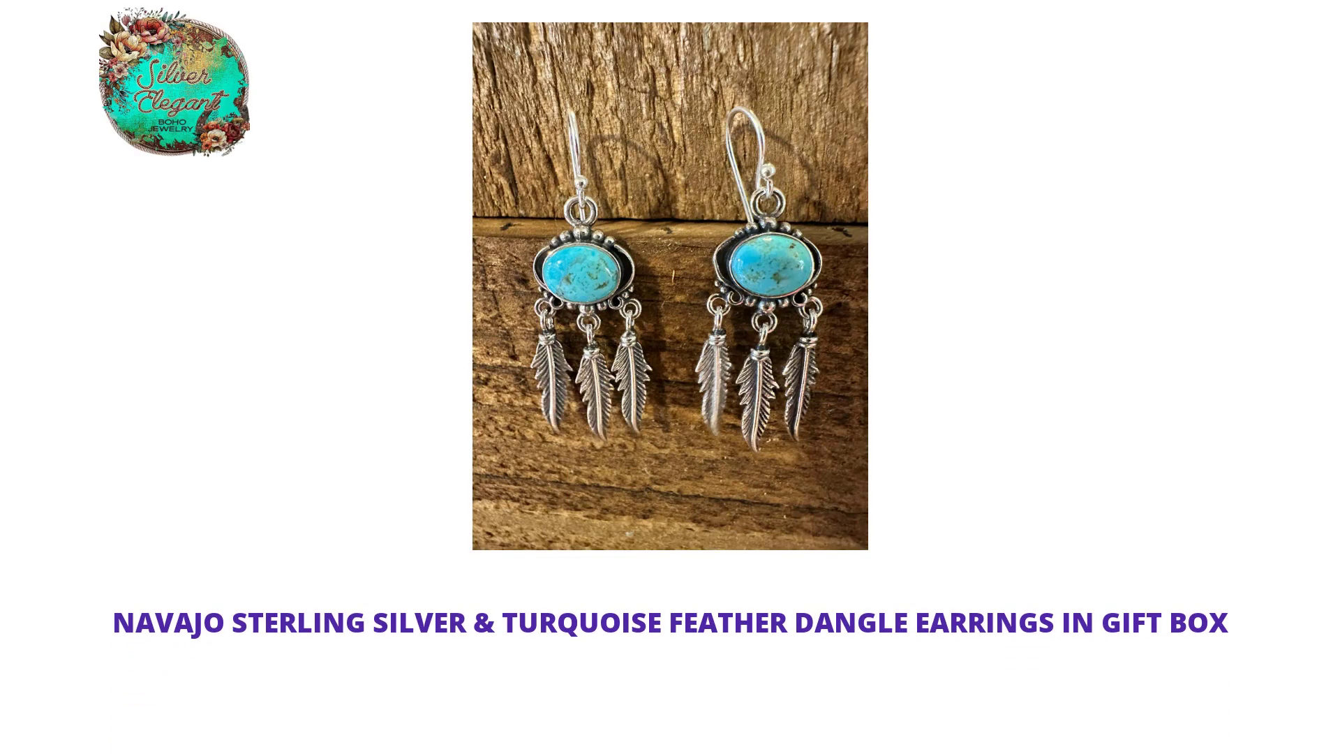 Navajo Sterling Silver &amp; Turquoise Feather Dangle Earrings in Gift Box by@Outfy