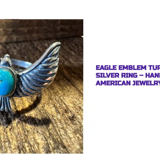 Eagle Emblem Turquoise Sterling Silver Ring &ndash; Handcrafted Native American Jewelry in Gift Box by@Outfy